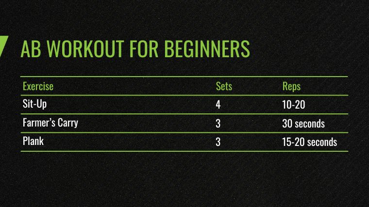 The Ab Workout for Beginners chart.