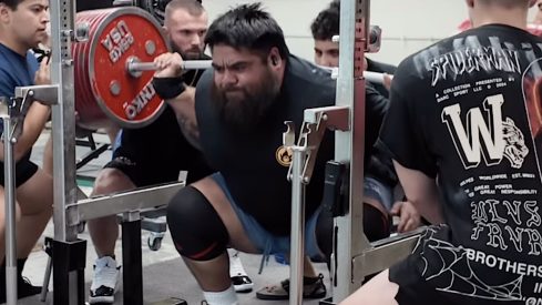 Jesus Olivares (+120KG) Squats a 425-Kilogram Triple in Training