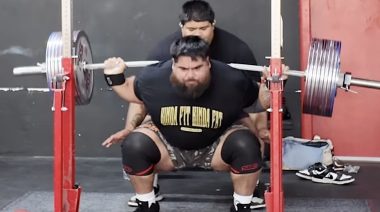 Jesus Olivares (+120 KG) Low-Bar Squats 435 Kilograms (959 Pounds) in Training